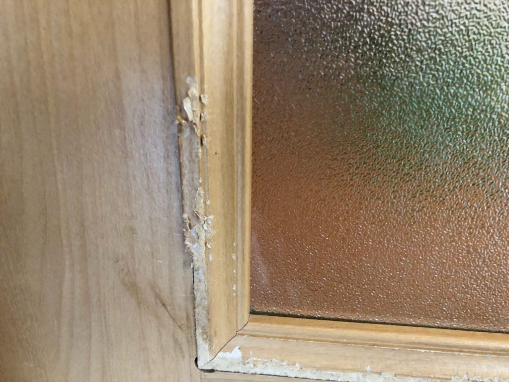 福岡県久留米市でペット(犬)にかじられたドアの傷修理
